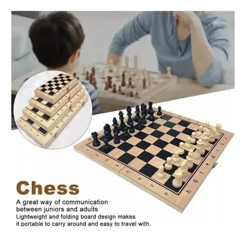 Ajedrez Tablero De Madera Ajedrez Set Juego De Mesa — foto 3