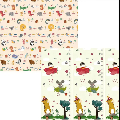 Alfombra Goma Eva Plegable Para Bebé / Play Mat Con Bolso Color Multicolor Animales-jirafa