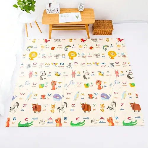 Alfombra Goma Eva Plegable Para Bebé / Play Mat Con Bolso Color Multicolor Animales-jirafa — foto 3
