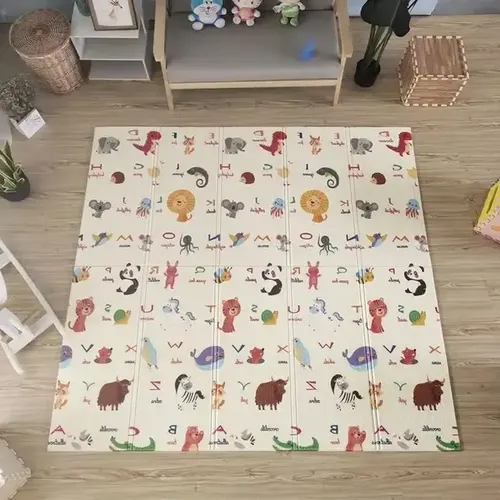 Alfombra Goma Eva Plegable Para Bebé / Play Mat Con Bolso Color Multicolor Animales-jirafa — foto 6