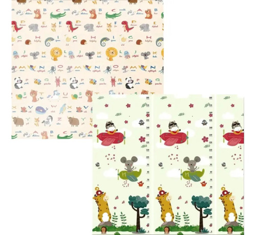 Alfombra Goma Eva Plegable Para Bebé / Play Mat Con Bolso Multicolor Animales-jirafa