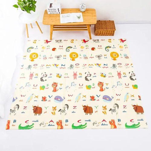 Alfombra Goma Eva Plegable Para Bebé / Play Mat Con Bolso Multicolor Animales-jirafa — foto 3