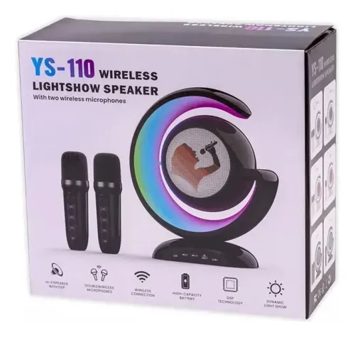 Altavoz Parlante Para Karaoke + 2 Micrófonos Bluetooth Ys110 Negro — foto 5