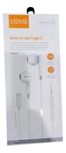 Audífonos Vidvie Tipo C Hs665 Manos Libres Blanco — foto 2