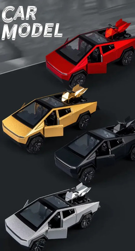 Auto Tesla Cybertruck Con Quad Escala 1:36 Juguete Metal Varios — foto 5