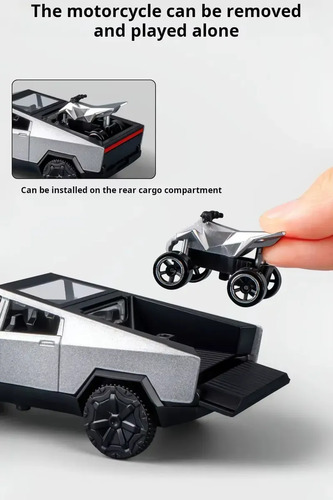 Auto Tesla Cybertruck Con Quad Escala 1:36 Juguete Metal Varios — foto 7