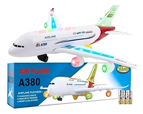 Avión De Juguete Con Luz Y Sonido A380 30 Cm Varios