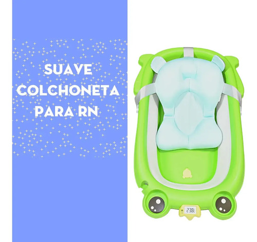 Bañera Plegable + Chojí Con Diseño De Ranita Con Termómetro Verde — foto 6