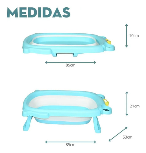 Bañera Plegable + Cojín Con Diseño De Ranita Con Termómetro Azul — foto 2