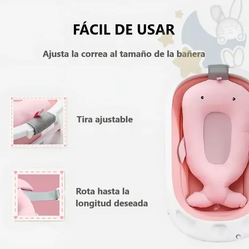 Bañera Plegable + Cojín Con Diseño De Ranita Con Termómetro Rosa — foto 5