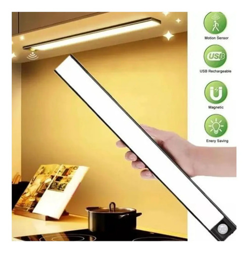 Barra Luz Led Recargable Sensor Movimiento Multiuso Gris — foto 4