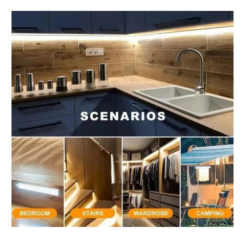 Barra Luz Led Recargable Sensor Movimiento Multiuso Gris — foto 5