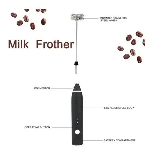 Batidor De Mano Para Café Leche 2 Cabezales Recargable Usb Negro — foto 4