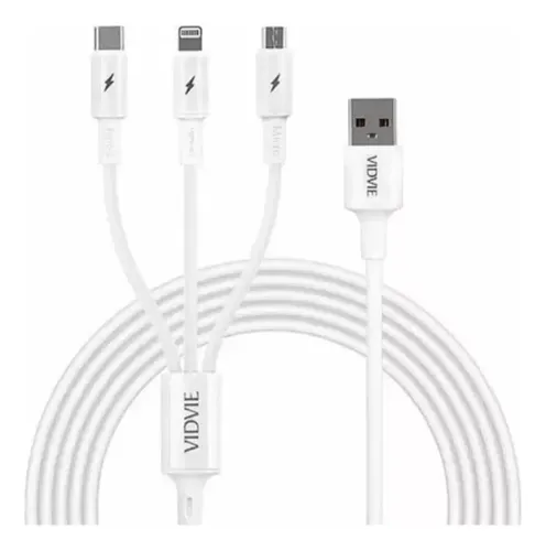 Cable Cargador Triple 3 En 1 Múltiple Micro,tipo C Lighting Blanco — foto 4