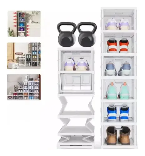 Cajas Organizador De Zapateros Plegables 6pz Sin Instalación Blanco