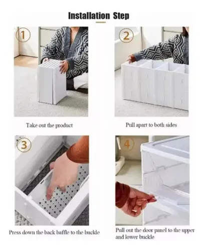 Cajas Organizador De Zapateros Plegables 6pz Sin Instalación Blanco — foto 3