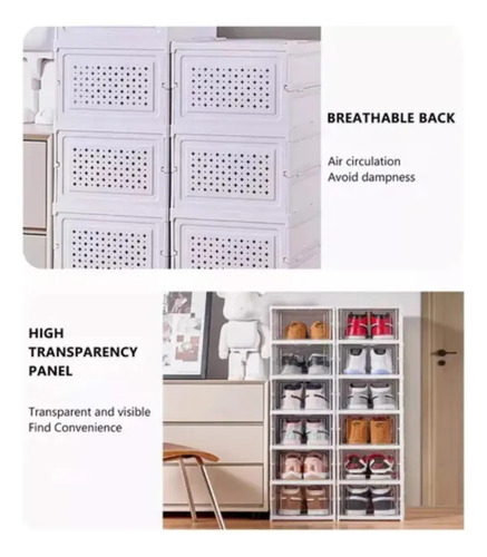Cajas Organizador De Zapateros Plegables 6pz Sin Instalación Blanco — foto 8