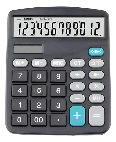 Calculadora 12 Dígitos Portátil De Escritorio Números Grande Negro