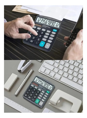 Calculadora 12 Dígitos Portátil De Escritorio Números Grande Negro — foto 2