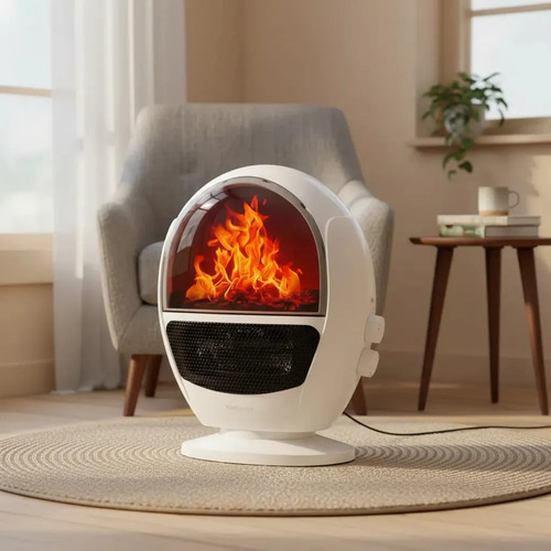 Calefactor Portátil Raf Tipo Chimenea Blanco 1500w Con Llama — foto 3
