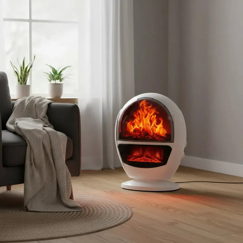 Calefactor Portátil Raf Tipo Chimenea Blanco 1500w Con Llama — foto 4