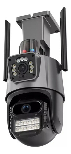 Cámara Vigilancia Wifi Exterior 2k 4mp Doble Lente Alarma Negro