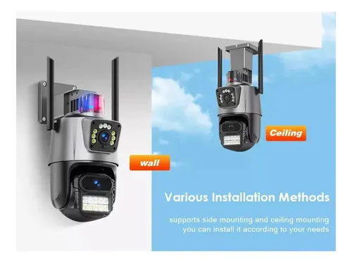 Cámara Vigilancia Wifi Exterior 2k 4mp Doble Lente Alarma Negro — foto 3