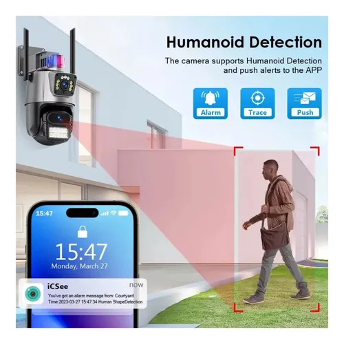 Cámara Vigilancia Wifi Exterior 2k 4mp Doble Lente Alarma Negro — foto 6