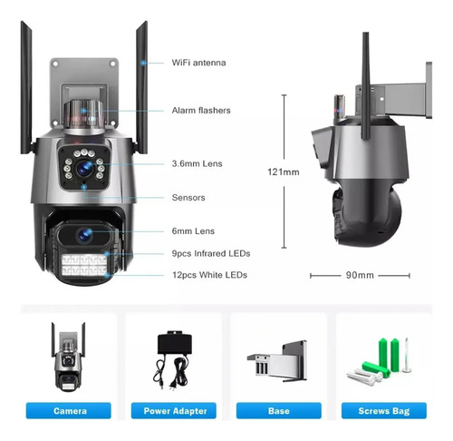Cámara Vigilancia Wifi Exterior 2k 4mp Doble Lente Alarma Negro — foto 7