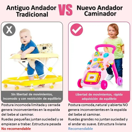 Caminador Andador Bebé Centro Actividades Didáctico Rosa — foto 5