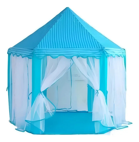 Carpa Infantil Castillo Portátil Niño Niña Con Mosquitero Celeste