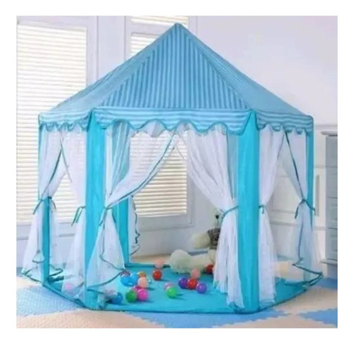Carpa Infantil Castillo Portátil Niño Niña Con Mosquitero Celeste — foto 3