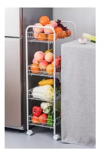 Carrito Organizador Verdulero Frutero 4 Estantes Con Ruedas Blanco — foto 3