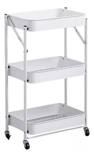 Carrito Plegable Organizador Estante Con Ruedas Blanco