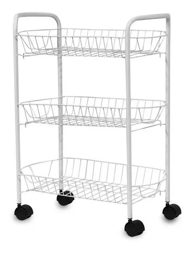 Carrito Verdulero Frutero 3 Estantes Con Ruedas Partico Blanco