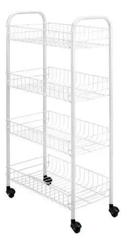 Carrito Verdulero Frutero Organizador 4 Estantes Con Ruedas Blanco