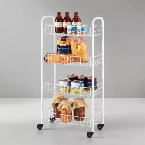 Carrito Verdulero Frutero Organizador 4 Estantes Con Ruedas Blanco — foto 2
