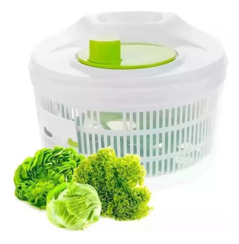 Centrifuga Secador De Lechuga Frutas Verduras Alimentos 3lts Blanco