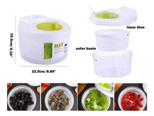 Centrifuga Secador De Lechuga Frutas Verduras Alimentos 3lts Blanco — foto 4