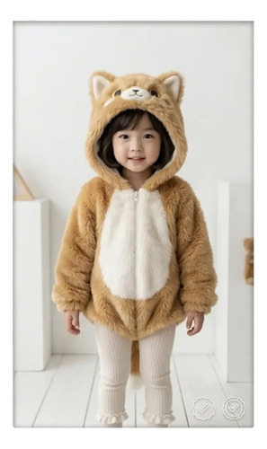 Chaqueta Abrigo Peludito De Animales Con Capucha Para Niños Gato Mandarin Standar