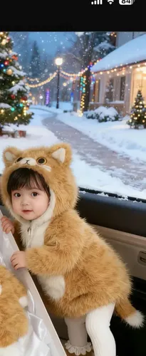 Chaqueta Abrigo Peludito De Animales Con Capucha Para Niños Gato Mandarin Standar — foto 2