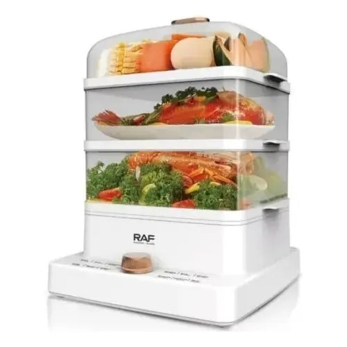 Cocina A Vapor Vaporera Eléctrica Raf R5238 De 3 Niveles Color Blanco — foto 3