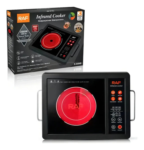 Cocina Eléctrica Infrarroja 1 Hornilla Raf 3500w Táctil Pantalla Digital Negro — foto 2