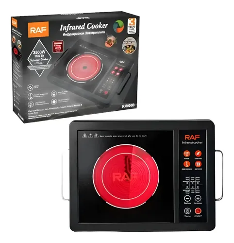 Cocina Encimera Portatil Eléctrica Raf Infrarroja Digital Negro — foto 2