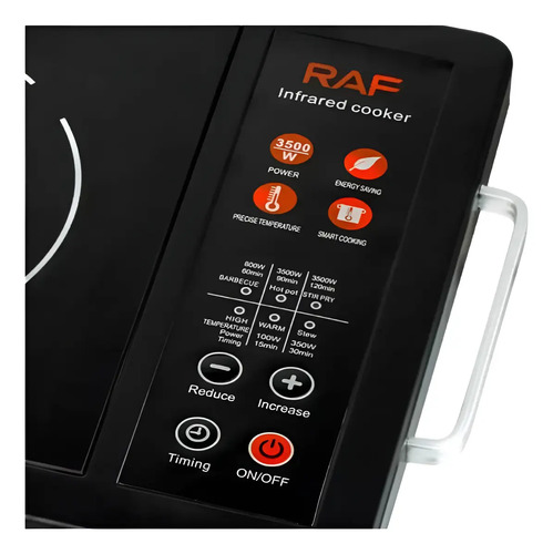 Cocina Encimera Portatil Eléctrica Raf Infrarroja Digital Negro — foto 4