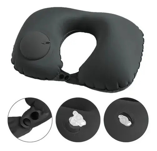 Cojín Almohada Para Viaje Inflable Para El Cuello Negro