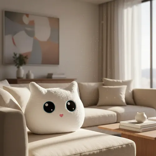 Cojín Peluche Gato Kawaii Almohada Decorativa Blanco — foto 2