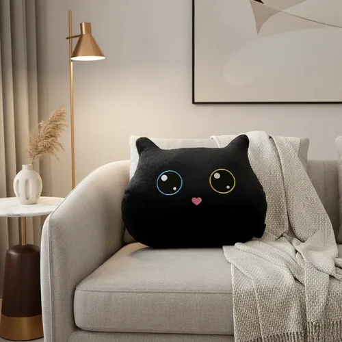 Cojín Peluche Gato Kawaii Almohada Decorativa Negro — foto 2