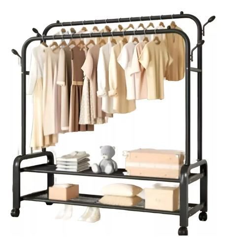 Colgador Perchero Multiusos Para Ropa Y Zapatos Negro