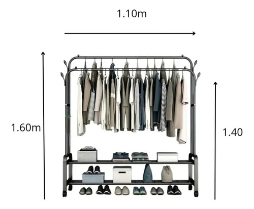 Colgador Perchero Multiusos Para Ropa Y Zapatos Negro — foto 2